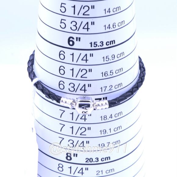 Pandora Black Leather Bracelet with Silver Clasp - 590705CBK-S - Picture 8 of 8